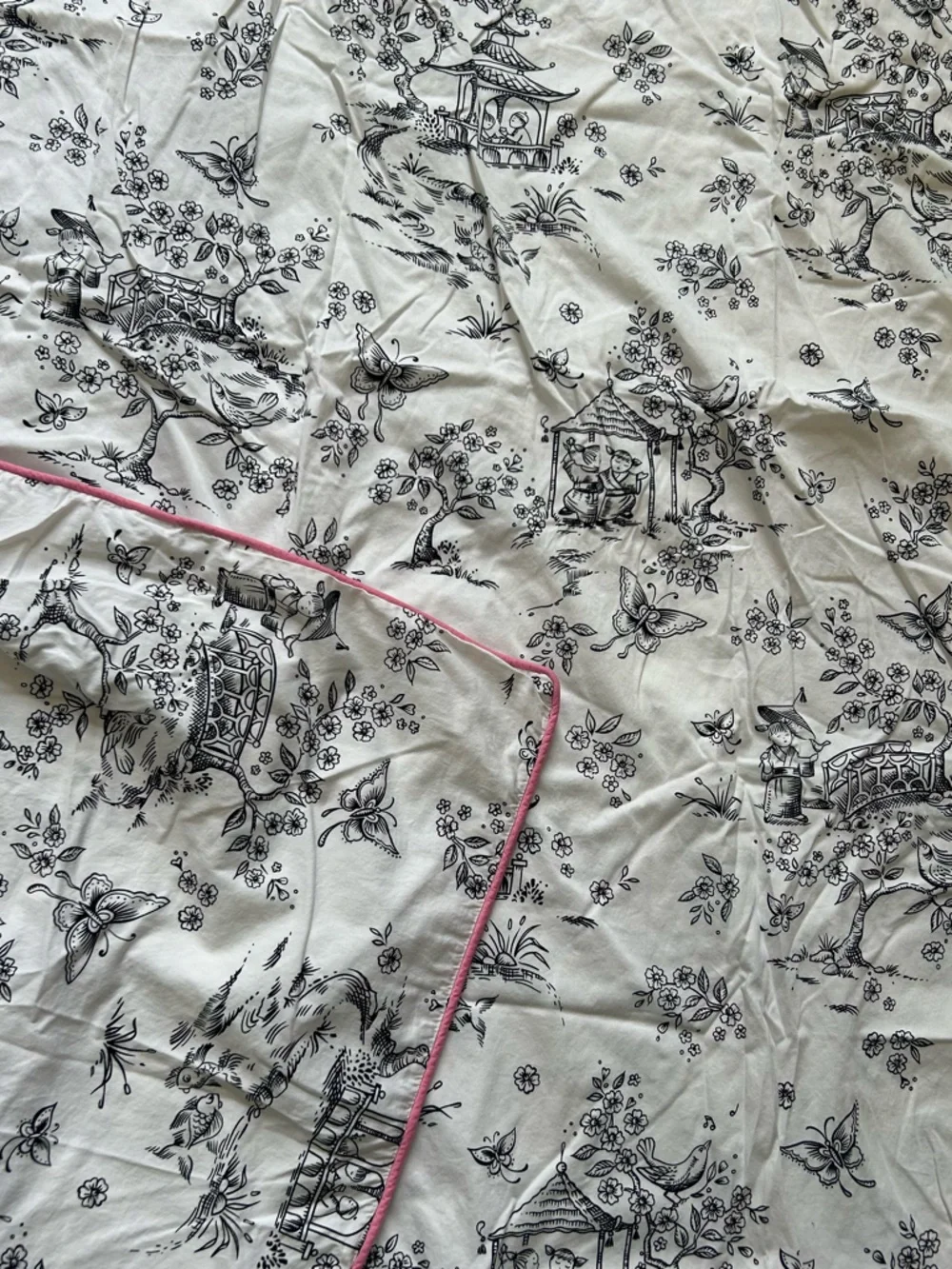 WHISTLE & WINK Chinoiserie Floral Toile Twin Cotton Duvet #0310266